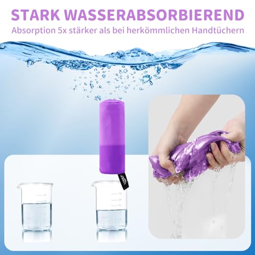 Pameil Mikrofaser Handtuch 3er Set (160x80cm Groß Badetuch +2 Stück 80x40cm Klein Handtuch)… – Ansicht 6