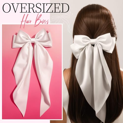 Set de 16 Lazos de Pelo Satín Blancos con Clips y Scrunchies miniatura 3