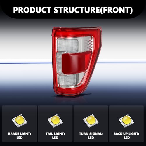 Image of Aosky LED Tail Light Assembly Compatible with 2021-2023 Ford F150 with Blind Spot Rear Taillight Brake Signal Lamp RH (Right Passenger Side)