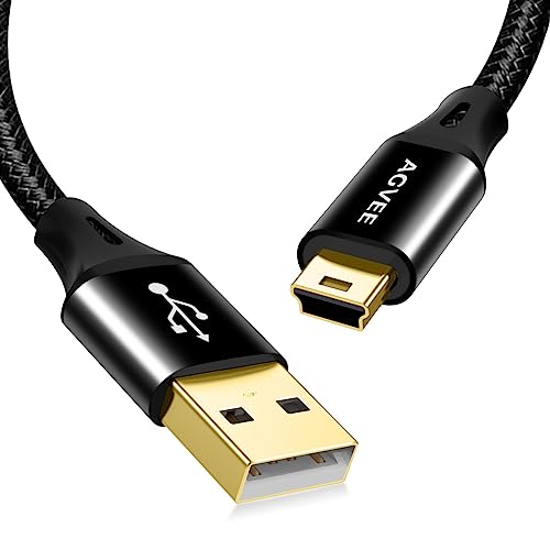 Image of AGVEE 6.6ft Mini USB Cable, Durable USB-A to Mini-B Data and Charger | For TI-84 Calculator, Garmin GPS, Go-Pro Hero 4 3 2 HD, PS3 Controller, Canon Nikon Camera, Blue Yeti Microphone