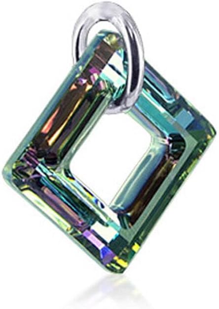 Gem Avenue .925 Sterling Silver Pendant with Square Shape Austrian Crystal