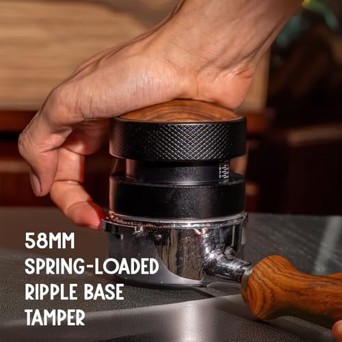 58mm Espresso Tamper, Fits 58-58.5mm Portafilters, Auto-leveling Spring-loaded Palm Tamper, Stainless Steel Ripple Base with Non-Slip Grip by Luvfunaire - Image 2