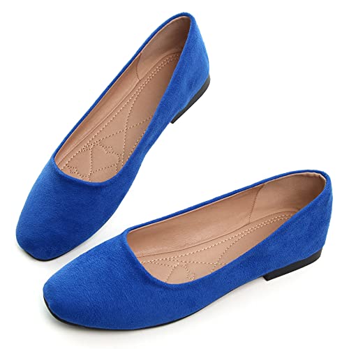 Image of ChaiRong Zhou Women Square Toe Ballets Flats Comfort Slip On Walking Shoes for Driving