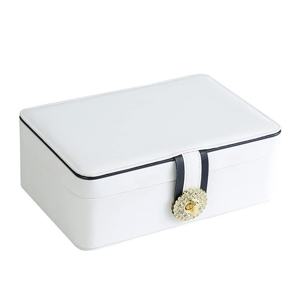 Womens Jewelry Storage Box Two-Layer Large-Capacity Leather Display Rack Storage Box Jewelry Box Color A Size A