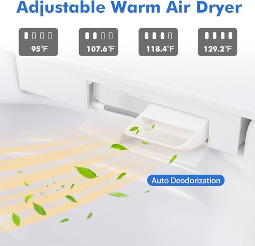 Nafort Smart Toilet, Bidet Toilet with Heated Seat,1.28 GPF Dual Auto Flush, Auto Open/Close Lid, Kick Sensor, Night Light, Remote/Side Knob Control, Electric Tankless Toilets with LED Display miniatura 3