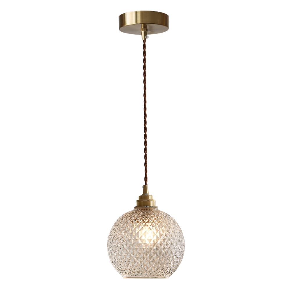 KBUUKYYXouy Nordic Minimalist Pendant Light, E26 Base Transparent Glass Hanging Lamp, Flush Mount Ceiling Chandelier, Bedroom Living Room Kitchen Island Decoration Fixtures