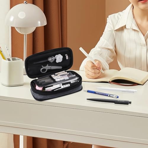Image of iSuperb Foldable Pencil Case Zipper Big Capacity Aesthetic Canvas Pencil Pouch Compartments Stationery Organizers Pen Bag for Kids Girls Boys Teen Child Student School Supplies Makeup Bags