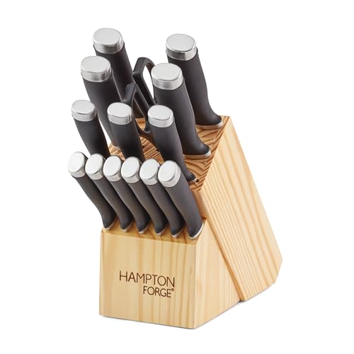 Hampton Forge Harley Messerblock-Set – 14-teilig, Aus Deutscher Edelstahlklinge & Akazienholz, Braun
