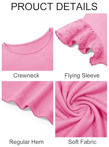 Image of Imily Bela Girls Ruffle Sleeve Shirts Crewneck Eyelet Tops 4-15 Years | Cute summer casual blouse, Soft breathable eyelet fabric with ruffle sleeves, Comfortable daily shirts for kids