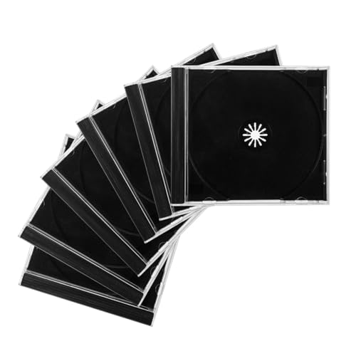 Suvnie 6 PCS Standard Single Clear CD Jewel Case 10 mm Slim CD Storage Box with Assembled Black Tray Durable Plastic CD DVD Cover for Protection Replacement