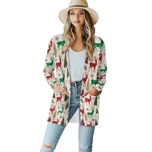 Image of Women's Open Front Cardigan Long Sleeve Loose Sweater Lightweight Soft Cardigan Jackets