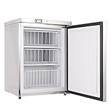HCK 4.1 Cu.ft. Undercounter Freezer with Food-Grade Stainless Steel Body, Electronic Temperature Control, Lockable Door, 3 Movable Baskets, Built Design for Home and Commercial Use, 11 to 3.2℉.