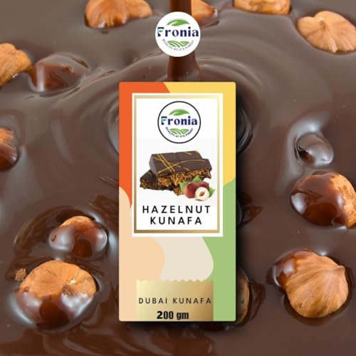 Image of Fronia Kunafa Chocolate Bar Dubai Style - Hazelnut Kunafa Chocolate Dessert, Milk Chocolate with Creamy Hazelnut Filling & Crunchy Kunafa Layers | 200g