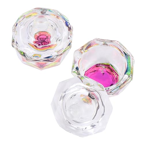 2 Pcs Octagonal Acrylic Nail Cup Glass Crystal Liquid Container miniatura 1