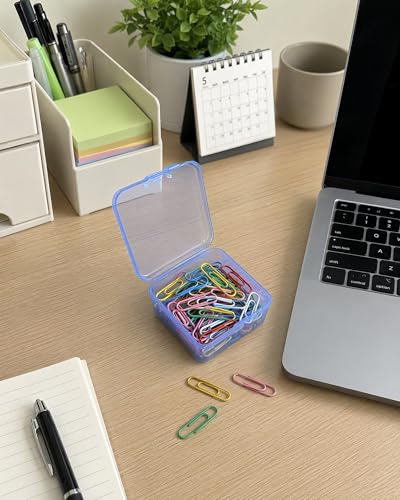 Image of 17 Pack Blue Plastic Storage Boxes with Lids, 2.6x2.6x1.4 Inches Square Organizer Containers for Small Parts, Crafts, Jewelry, SMT Components