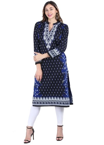 Image of Rosary Women's Winter Woolen Kurti Jacquard Straight Fit Ethnic Wear with 2 Side Pockets