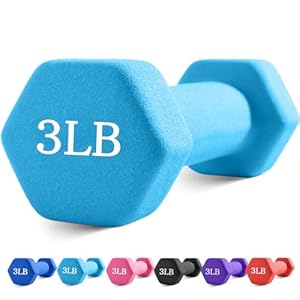 Portzon Weights Dumbbells with Neoprene Coating（Single）, 1LB-3LB Anti-Roll, Anti-Slip, Hexagonal Home Fitness Equipment for Shoulder, Neck, and Hand Training for Seniors over 55 old