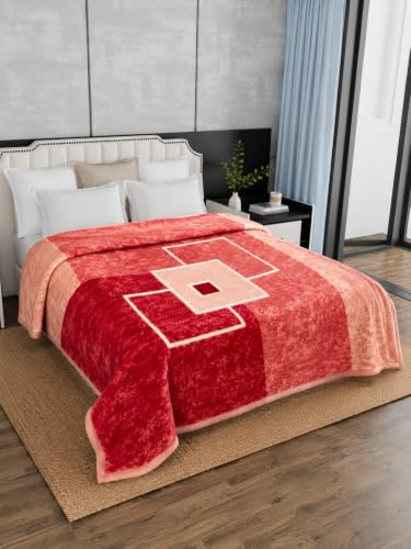 Image of Signature All Season Double Bed Blanket | Super Soft Plush, Lightweight & Cozy | 220 x 240 cm | 2.5 kg | Multi-Color Vibrant Print | Ideal for Winter, AC Use & Gifting (Coral Red)