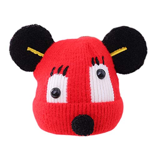 Cute Kids Girl Boy Warm Winter Knitted Hat Toddler Winter Hat With Cotton Lining Outdoors Cap (Color : Red, Size : 1-5 Years) #TOP19
