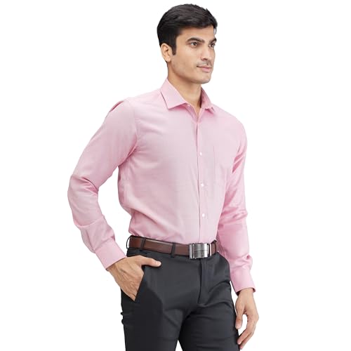 Image of Park Avenue Men's Slim Fit Structure Pattern Cotton Polyester Blend Semi Cutaway Collar Full Sleeve Formal Shirt