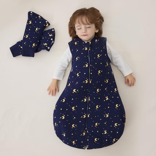 Image of Duomiaomiao 3.5 TOG Baby Sleep Sack 100% Cotton Winter Long Sleeve Baby Wearable Blanket, Super Warm Quilted Comfy Toddler Sleeping Bag