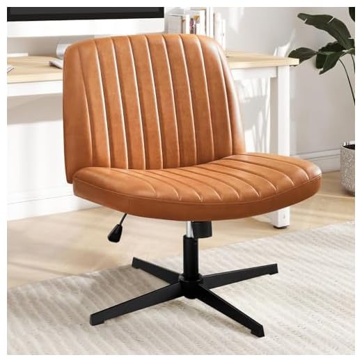 DUMOS Criss Cross Chair Legged Office Wide Comfy Desk Seat, No Wheels Armless Computer Task Seating, Swivel Vanity Home Height Adjustable