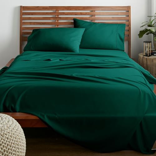 American Home Collection 3 Piece Twin XL Sheet Set - 16-Inch Deep Pocket - College Dorm Bedding - Ultra Soft Microfiber, Breathable, Easy Care, Wrinkle Free - Oeko-Tex Certified (Twin XL, Dark Green)