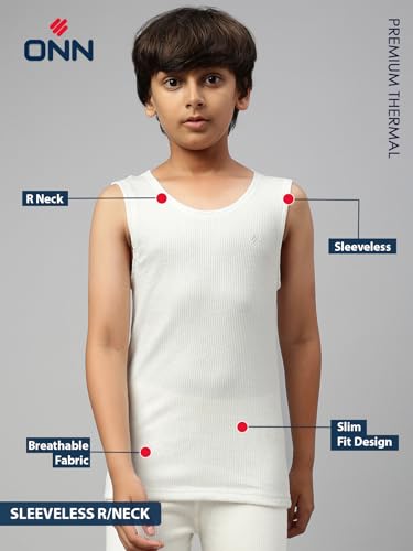 ONN Kid's Sleeveless Thermal Top Kids_OT075_WH_45_1PC White - Image 2 thumbnail