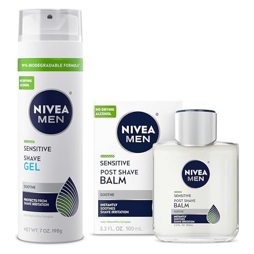 NIVEA MEN Sensitive Shaving Set for Men, Sensitive Shave Gel (7 Oz) + Soothing Post Shave Balm Aftershave (3.3 Fl Oz), Enriched with Chamomile Extract and Vitamin E, For Sensitive Skin