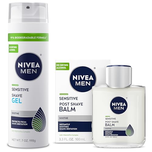 NIVEA MEN Sensitive Shaving Set for Men, Sensitive Shave Gel (7 O...