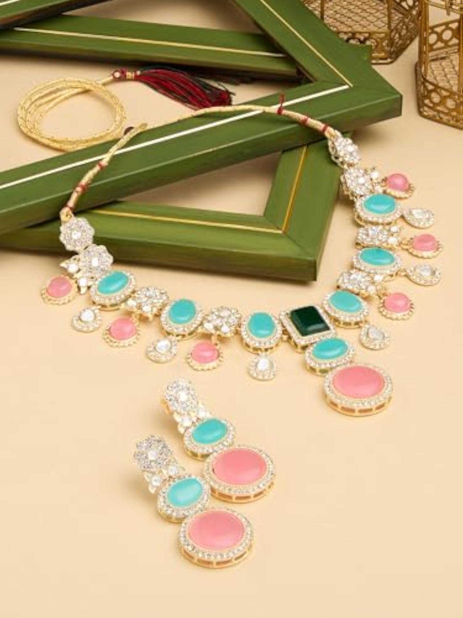 Austrian Diamonds Choker Necklace & Earring Set - ZPFK17552