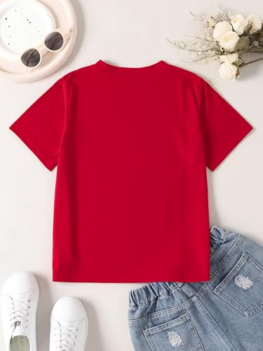 Girl's Heart Print Short Sleeve T-Shirt Cute Casual Summer Tee3