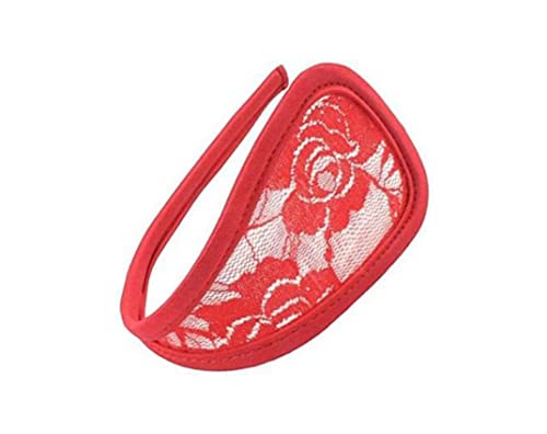 SPHTOEO Sexy Red Lace Invisible C‑String Thong for Women – Seamless No‑Show G‑String Underwear, Breathable Stretch Mesh Panty with Cotton Crotch (One Size/Fits Most)