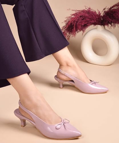 Image of JM LOOKS Low Kitten Heels Women's Pumps Pointed Closed Toe Slingback Elegant Wedding Pumps Heel