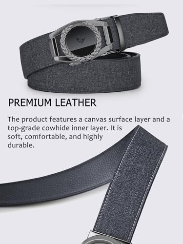 VANNANBA Men's Automatic Ratchet Belt - Premium Leather Adjustable Belt with Gold Buckle for Jeans & Dress Pants4