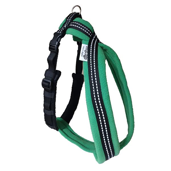 High Visibility Emerald Green Fleece Dog Harness by CosyDogs (Size 3.5 (50-75cm) Chest)