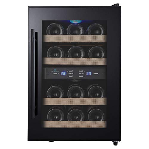 Weinkühler Joy Amber - Weinkühlschrank für 12 Flaschen - Zwei Temperaturzonen - Schwarz [Energieklasse B]