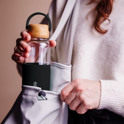 Image of Premium 500ml Borosilicate Glass Water Bottle | Protective Silicone Sleeve & Bamboo Lid | BPA-Free Construction | Leak-Proof Cap | Perfect for Office, Yoga, Travel | Everyday Hydration