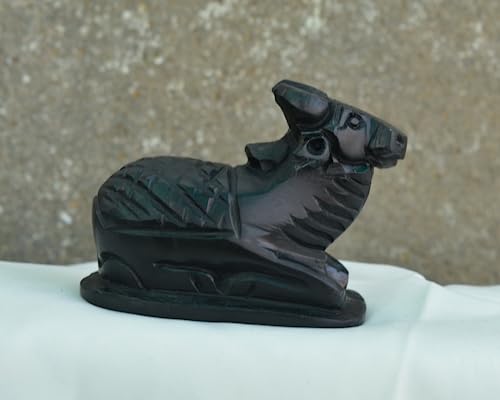 Estatua Nandi de Piedra Húmeda para Decoración y Puja miniatura 5