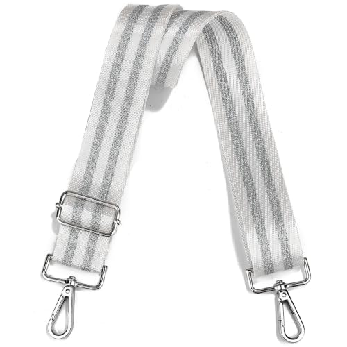 Image of LVYOUME Purse Strap Silver Hardware Wide Bag Straps Replacement Crossbody Adjustable Shoulder Strap for Purses