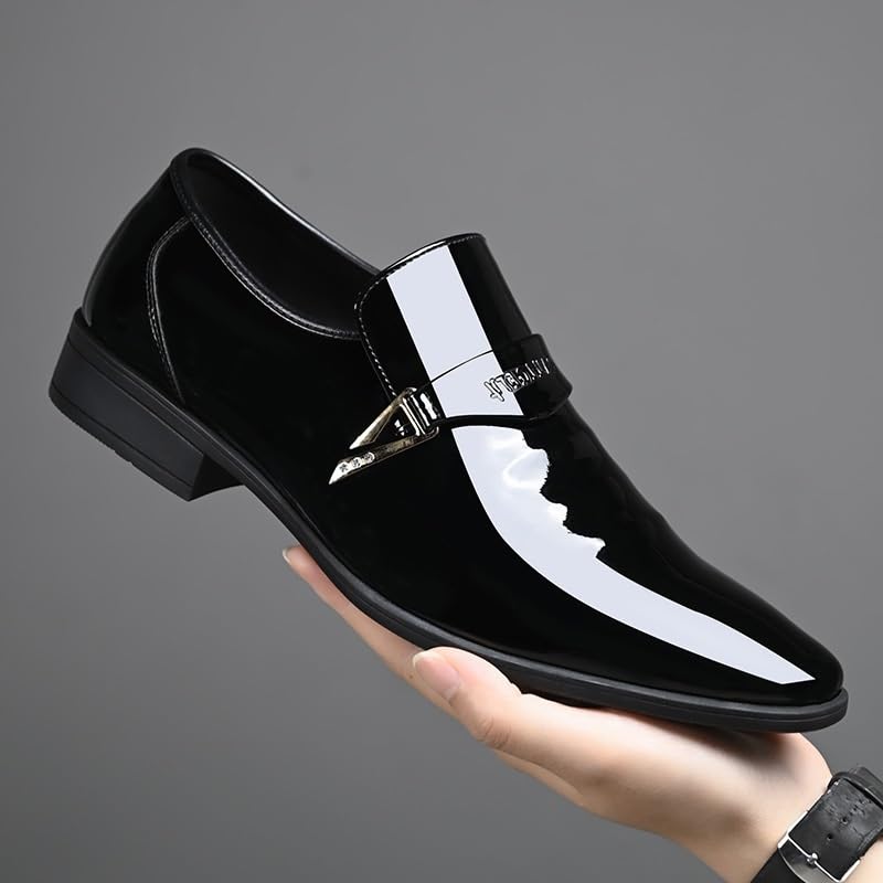Mens Formal Shoes Dress Oxford Prom Heel Non Slip Anti-Slip Low Top Rubber Sole Shoe Slip-on Plain Toe Burnished Leather Casual2