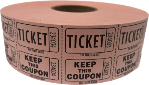 Rouleau de tickets de loterie rose double souche 2000 numéros kermesse
