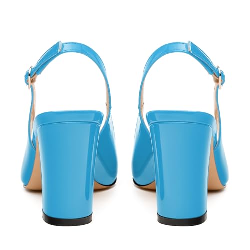 Women's Pumps, Pointed Toe High Heels, Slingback with Buckle, Fashion Solid Patent Pumps for Working Partying Wedding4
