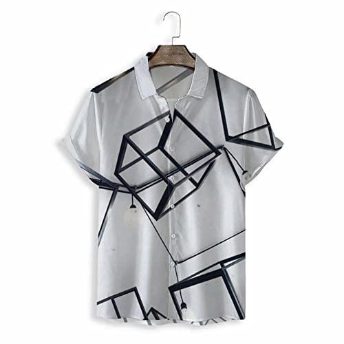 Chemise hawaïenne hommes à manches courtes et motif géométrique 3D d'été