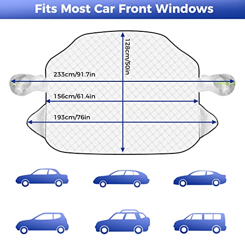 Car Windscreen Covers Frost for Winter, Magnetic Windscreen Frost Protector Thicken, Ice Protection Foils Snow Windshield Sun Shade Front Window Screen Cover, Anti-dust and Anti-uv (156x128cm) - Image 3