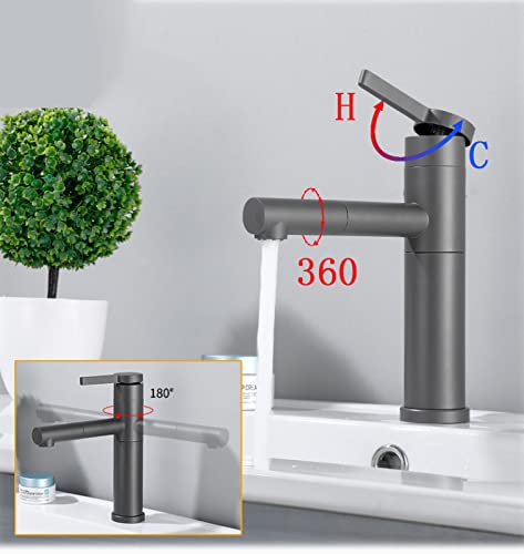 Robinet d'évier rétractable rotatif à 360° avec mitigeur eau chaude et froide - 5