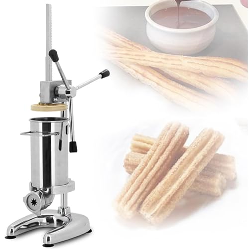 Churro Maker Machine Máquina manual para hacer churros, 2 l, 5 moldes, herramienta de acero inoxidable para hacer churros y donas en restaurantes.