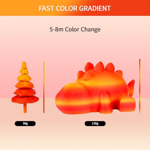 Image of ERYONE Matte Gradient Rainbow 3D Printer PLA Filament 1.75 + /- 0.03mm, Matte Multicolor Filament PLA 1KG(2.2LBS) Spool, Maple Leaf (Red Yellow)