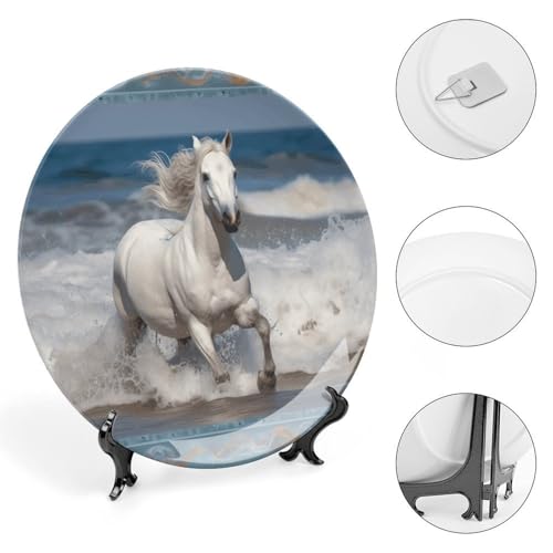 Plato decorativo de porcelana Bone China con soporte 6 pulgadas miniatura 4