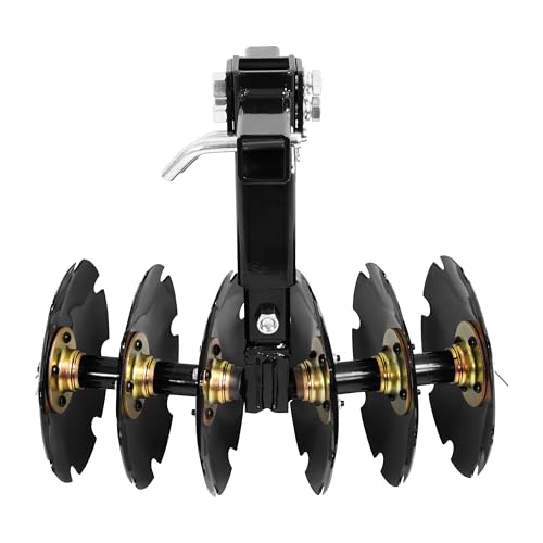 WUTIST 20 Notched Disc Harrow Plow Attachment for ATV UTV W/ 6 X Concave Discs 2 Receiver for Tilling Loosening/Lifting Soil Harvest Braking Up Roots Crop Debris